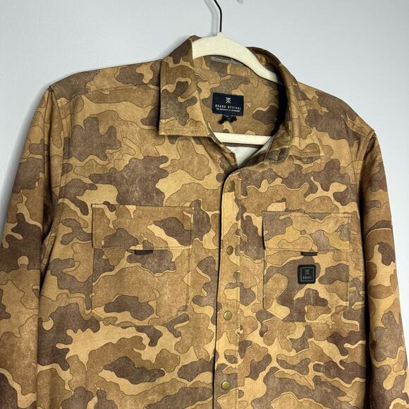 Roark Revival Camo Brown Long Sleeve Shirt Outdoor Snap Button Small - Picture 2 of 9